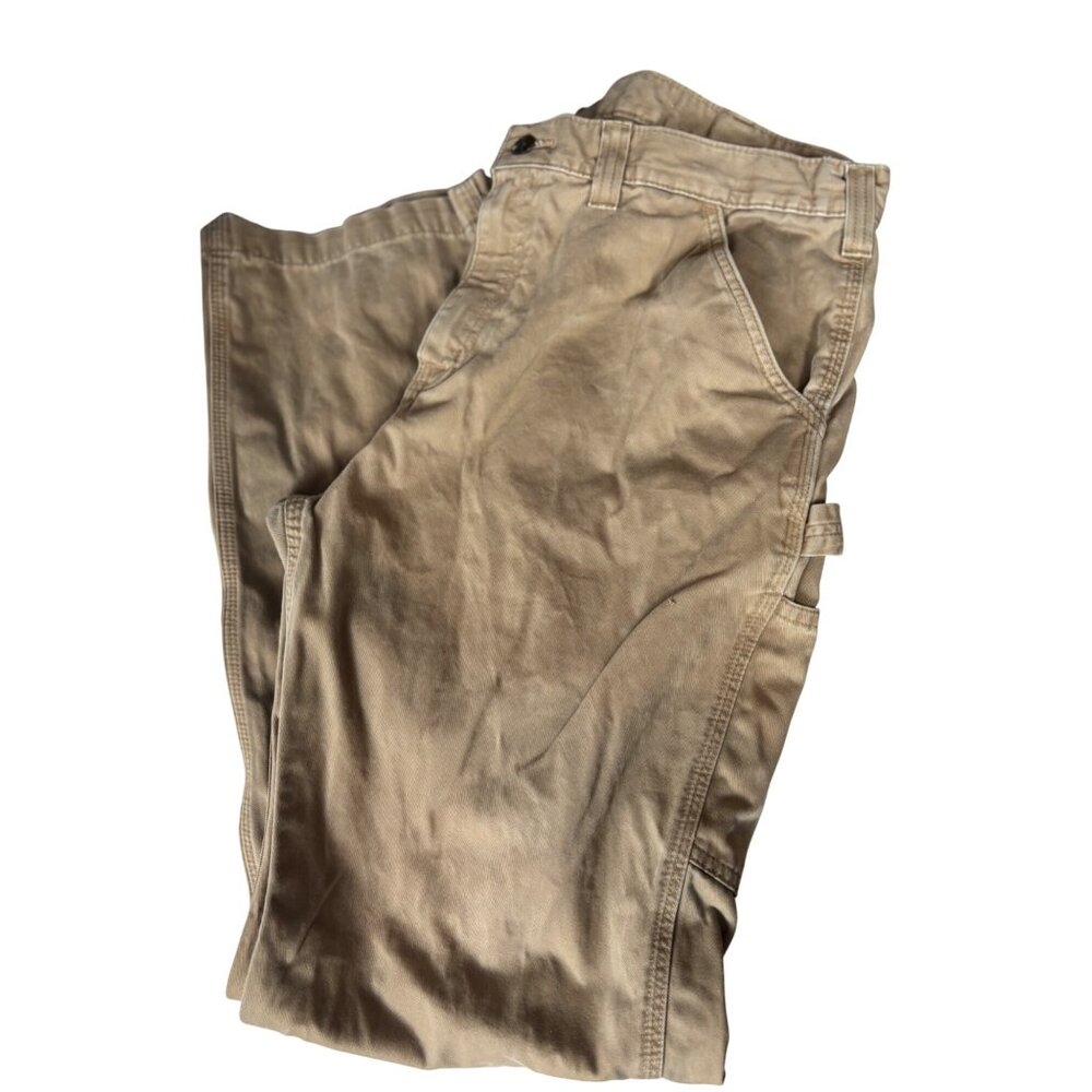 Carhartt Beige Mens Work Pants 38x33 Rugged Cotton Durable Construction